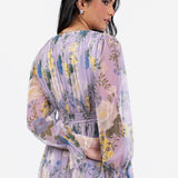 Anaya With Love Recycled Floral Print Long Sleeve Lilac Midi Dress