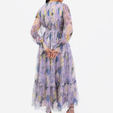 Anaya With Love Recycled Floral Print Long Sleeve Lilac Midi Dress