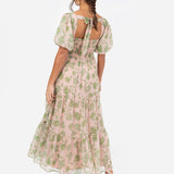 Anaya With Love Floral Print Sweetheart Neck Midaxi Dress with Self-Tie Open Back