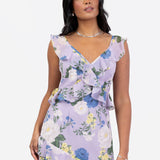 Anaya With Love Floral Strappy Lilac Maxi Dress with Ruffle Detail