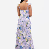 Anaya With Love Floral Strappy Lilac Maxi Dress with Ruffle Detail