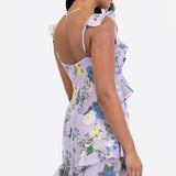 Anaya With Love Floral Strappy Lilac Maxi Dress with Ruffle Detail