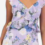 Anaya With Love Floral Strappy Lilac Maxi Dress with Ruffle Detail