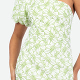 Maya Floral One Shoulder Puff Sleeve Peplum Midi Dress