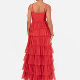 Anaya With Love Recycled Red Corsage Detail Tiered Cami Maxi Dress