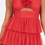 Anaya With Love Recycled Red Corsage Detail Tiered Cami Maxi Dress