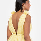 Anaya With Love Recycled Yellow Plunge Front Tiered Maxi Dress