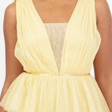 Anaya With Love Recycled Yellow Plunge Front Tiered Maxi Dress