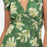 Anaya With Love Recycled Green Floral Print Ruffle Skirt Midaxi Dress
