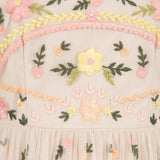 Maya Embroidered Short Sleeve High Neck Mini Dress