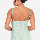 Maya Green Fully Embellished Cami Cowl Neck Maxi Dress