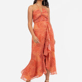Anaya With Love Recycled Rust Halter Neck Floral Print Midaxi Dress