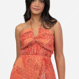 Anaya With Love Recycled Rust Halter Neck Floral Print Midaxi Dress