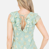 Maya Gold Floral Jacquard & Ruffle Detail Midi Dress
