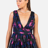 Anaya With Love Recycled Floral Plunge V Neck Tiered Tulle Midaxi Dress