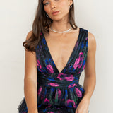 Anaya With Love Recycled Floral Plunge V Neck Tiered Tulle Midaxi Dress