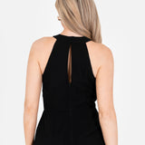 Maya Black Floral Embellished Halter Neck Mini Dress