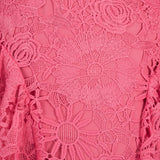 Maya Pink Puff Short Sleeve Lace Midi Dress