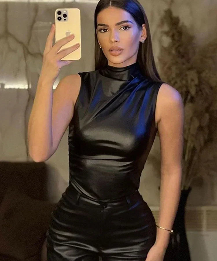 SERAN™ | Sleek Faux Leather Top