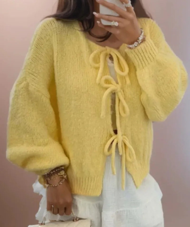 Eva | Knitted Bow Cardigan