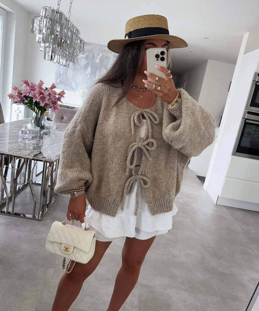Eva | Knitted Bow Cardigan