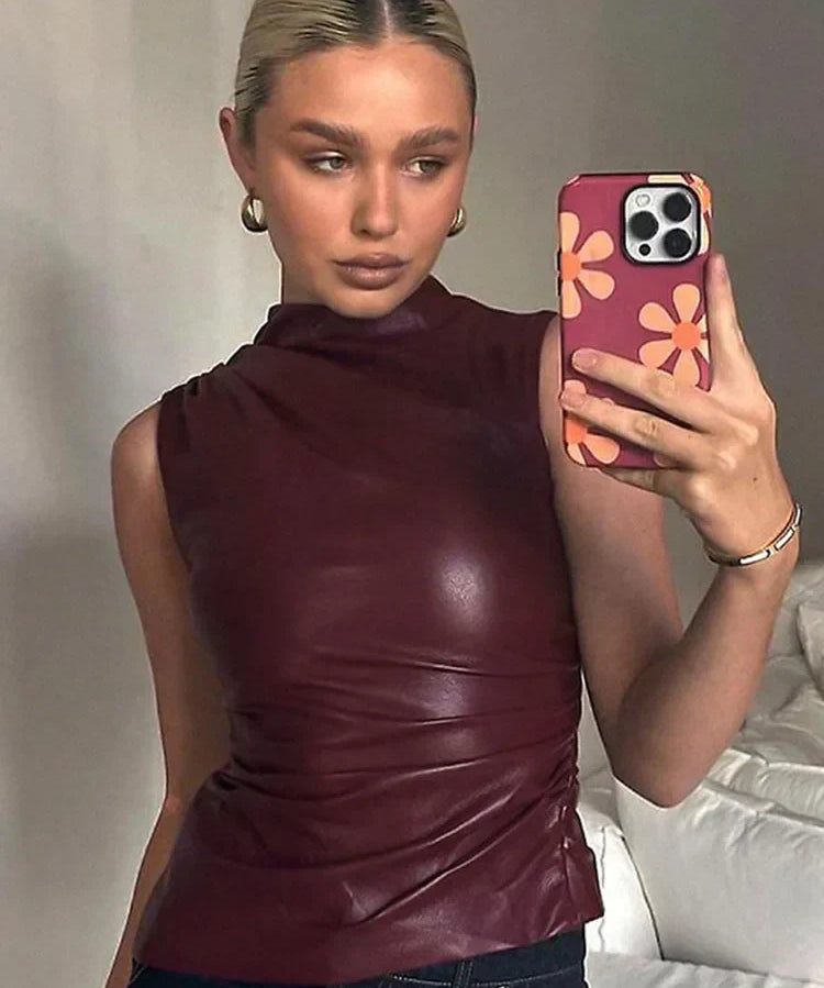 SERAN™ | Sleek Faux Leather Top
