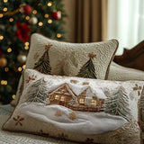 Padded Cushion Cover - Cabin in the Snow