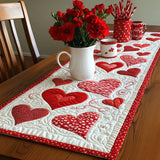 Quilted Table Runner with Heart Design
