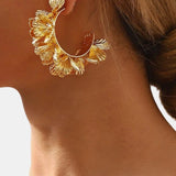 Thalia – Multi-Layer Floral Hoop Earrings in Gold
