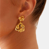 Trisha – Floral Drop Earrings in Gold