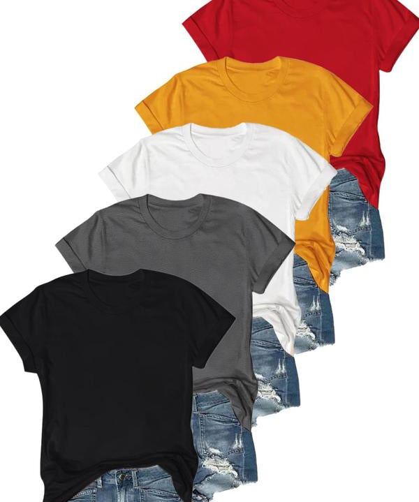 OLIVE™ - Casual Short Sleeve Tee (Pack of 5)