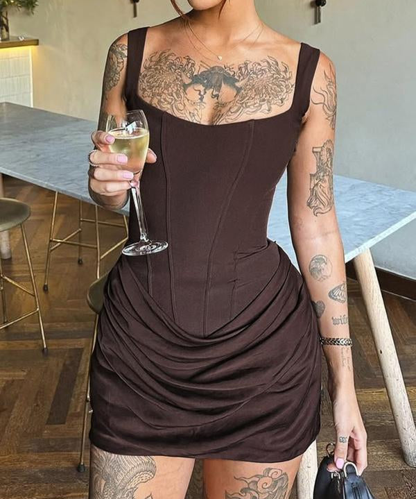 CRISELDA™ - Sexy Fishbone Bodycon Ruched Mini Corset Party Dress