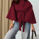 THELMA™ - Women’s Front Buckle Belted Wool Cape Coat for Fall & Winter