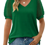 RHINA™ - Sheer Sleeve V-Neck Top