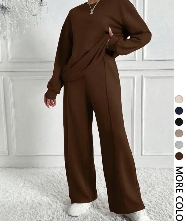 BETH™ - Casual Solid Color Sweatshirt & Pants Set for Outdoor Comfort