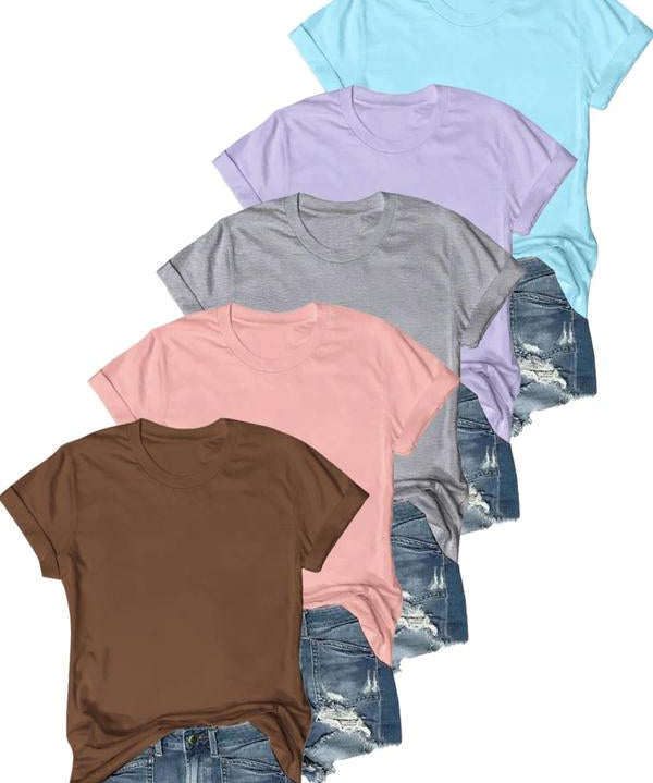 OLIVE™ - Casual Short Sleeve Tee (Pack of 5)
