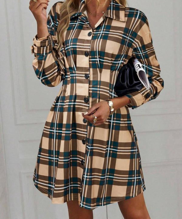MARIA™ - Elegant Slimming Check Dress for Autumn & Winter