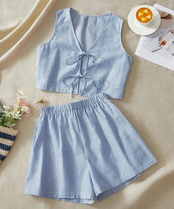 MOESHA™ - Chic Summer Sleeveless Vest and High-Waist Shorts Set