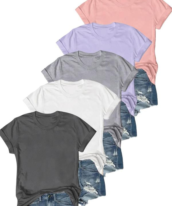 OLIVE™ - Casual Short Sleeve Tee (Pack of 5)