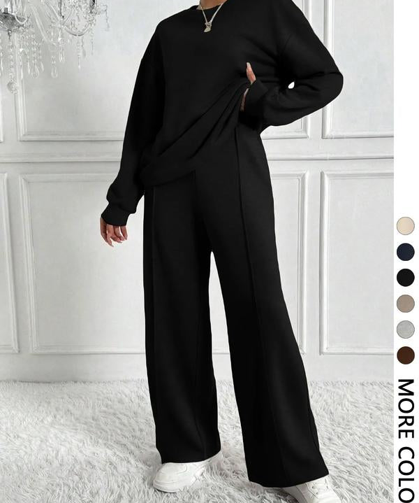 BETH™ - Casual Solid Color Sweatshirt & Pants Set for Outdoor Comfort
