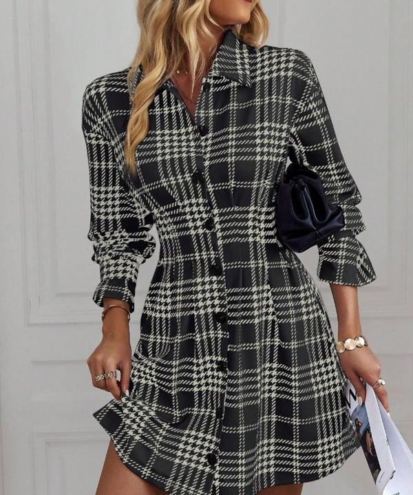 MARIA™ - Elegant Slimming Check Dress for Autumn & Winter