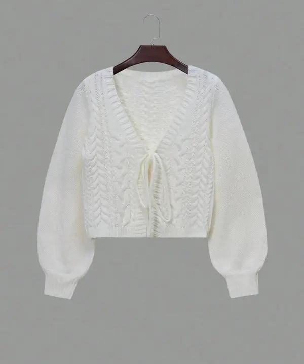 ALICIA™ - Casual Drop Shoulder Long Sleeve Cardigan Tie Front V-Neck Knitwear