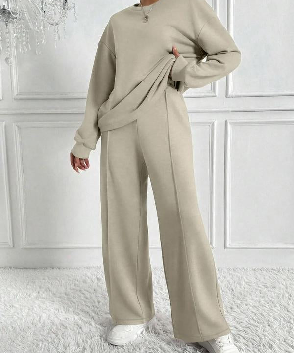 BETH™ - Casual Solid Color Sweatshirt & Pants Set for Outdoor Comfort