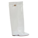 SARAH™ - 4-Inch Heel Suede Long Heeled Fold-Over Buckle Boots for Women Stylish Walking Shoes