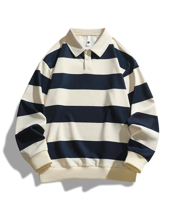 ZOE™ - Classic Fashion Striped Collar Long Sleeve Sweatshirt