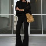 ONNA™ - Chic Asymmetrical Neck Top and Flare Pants Set