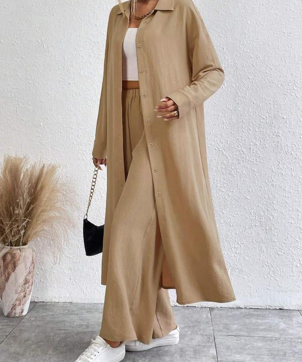 AIMIE™ - Cozy Long Sleeve Top & Wide Leg Trousers Set