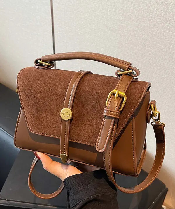 MARLYNN™ - Vintage-Style Small Square Shoulder Crossbody Bag with Contrast Stitching