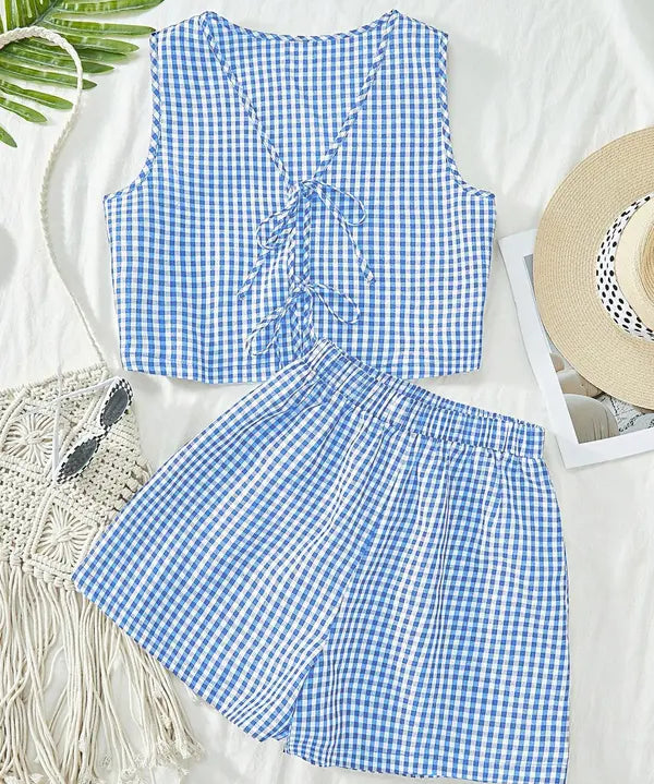 MOESHA™ - Chic Summer Sleeveless Vest and High-Waist Shorts Set