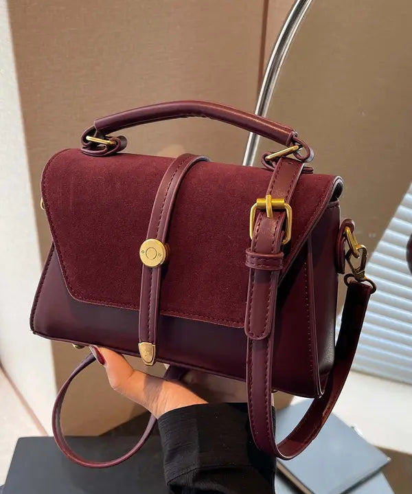 MARLYNN™ - Vintage-Style Small Square Shoulder Crossbody Bag with Contrast Stitching